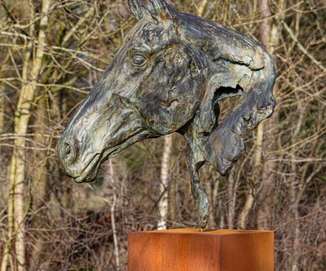 Paardenhoofd beeld groot brons
